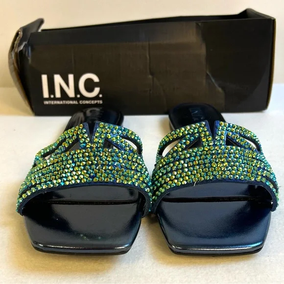 NEW INC International Concepts Tianah Rhinestone Slip-On Slide Sandals / Sz 10 - Picture 3 of 9